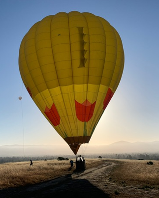 A hot air balloon launches in Sonoma Valley.