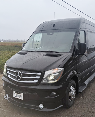 Mercedes Sprinter Coach coached in a vineyard in Napa Valley.